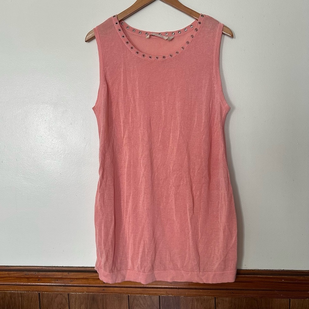 Soft Surroundings Round Neck Sleeveless Tunic Top Size Medium Coral Beach Vacay